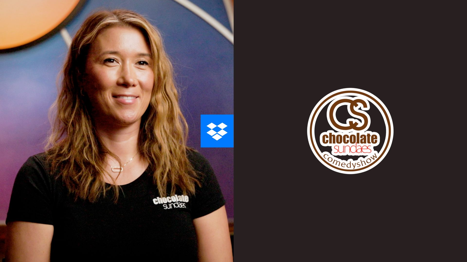 Headshot of Lani Crooks next to the Chocolate Sundaes logo
